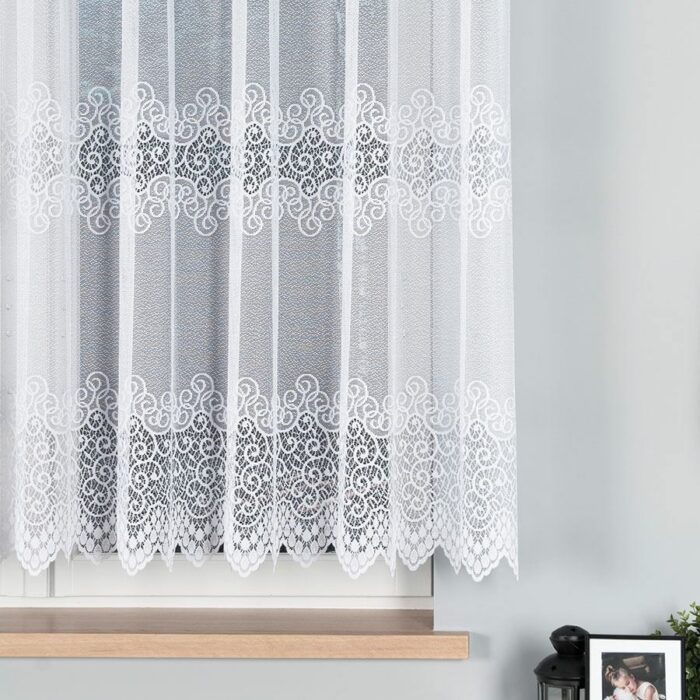 VIOLETTA Firanka żakardowa ze wzorem pasowym, wysokość 150cm, kolor 001 biały 001539/BLY/001/000150/1