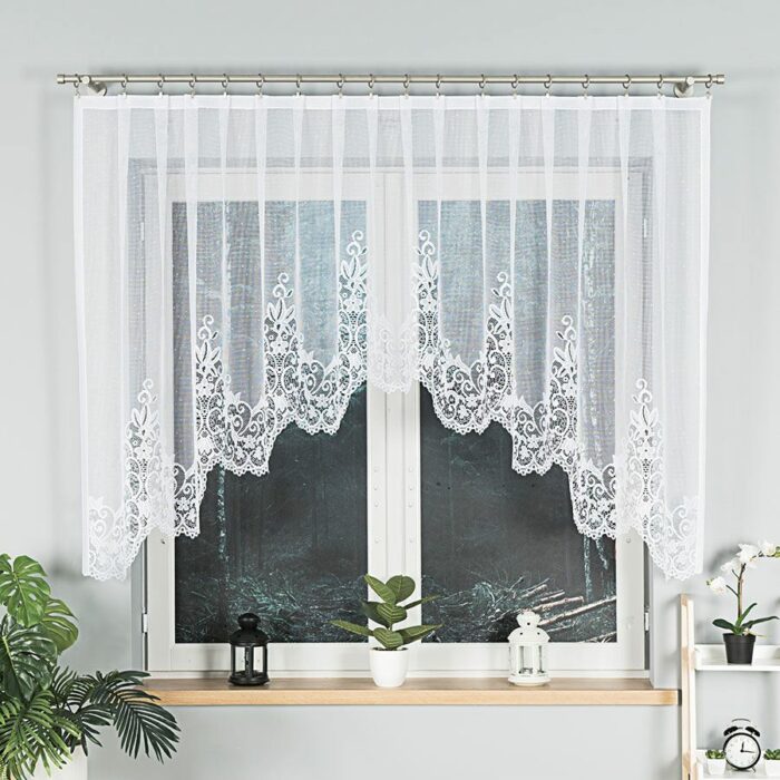 BERENIKA Firanka żakardowa gotowa, szerokość 330 x wysokośc 130cm, kolor 001 biały 004304/FBL/001/330130/1
