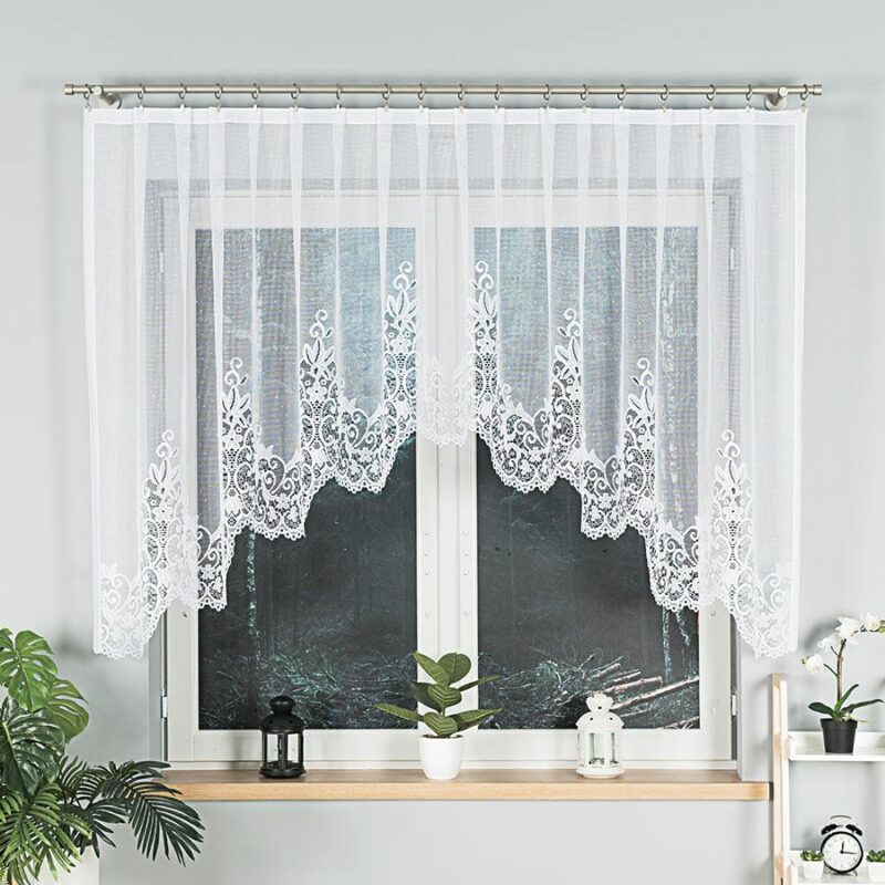 BERENIKA Firanka żakardowa gotowa, szerokość 330 x wysokośc 130cm, kolor 001 biały 004304/FBL/001/330130/1