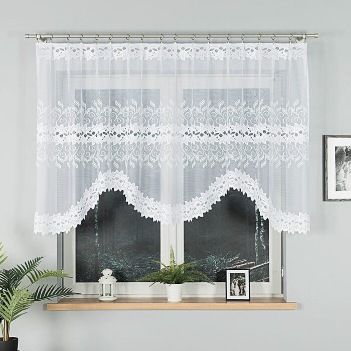 BASTIA Firanka żakardowa gotowa, szerokość 250 x wysokość 120cm, kolor 001 biały 648107/FBL/001/250120/1