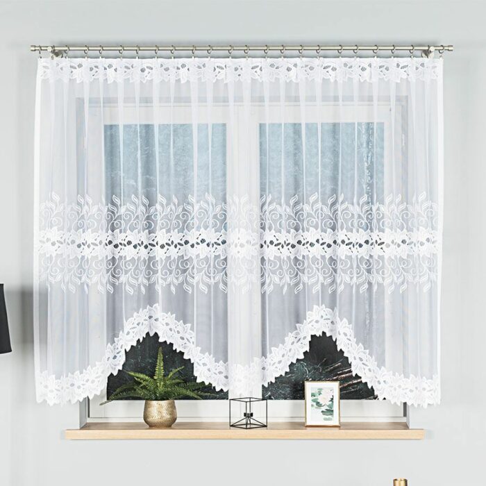 BASTIA Firanka żakardowa gotowa, 300x150 kolor 001 biały