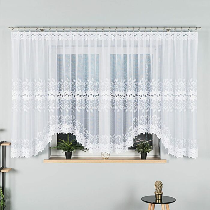 BASTIA Firanka żakardowa gotowa, 500x160 kolor 001 biały