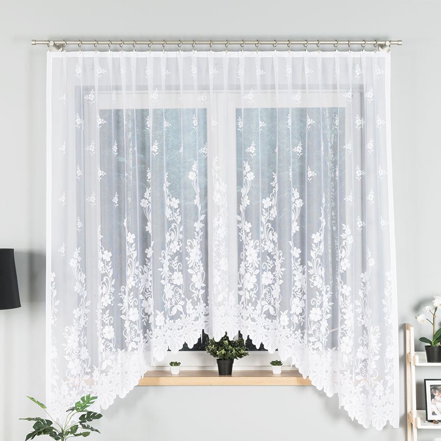 LUDWIKA Firanka żakardowa gotowa, 300x180 kolor 001 biały