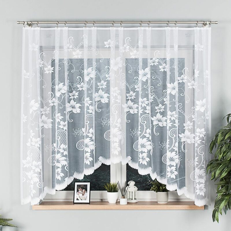 ARLETA Firanka żakardowa gotowa, szerokość 310 x wysokość 160cm, kolor 001 biały 002076/FBL/001/310160/1
