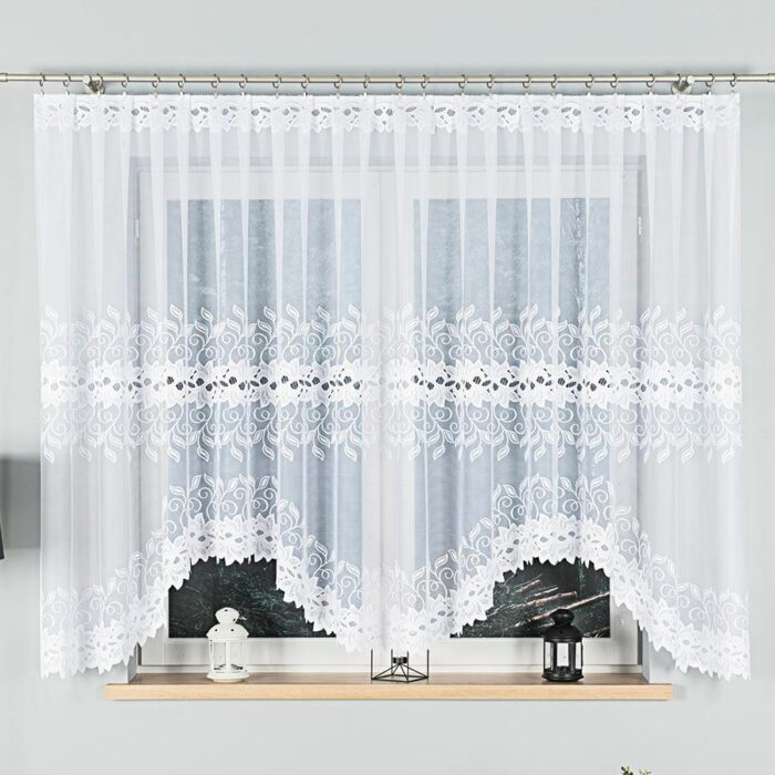 BASTIA Firanka żakardowa gotowa, szerokość 400 x wysokość 160cm, kolor 001 biały