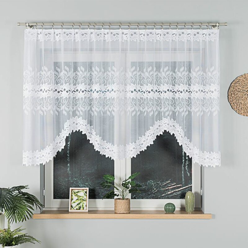 BASTIA Firanka żakardowa gotowa, szerokość 300 x wysokość 120cm, kolor 001 biały 648107/FBL/001/300120/1