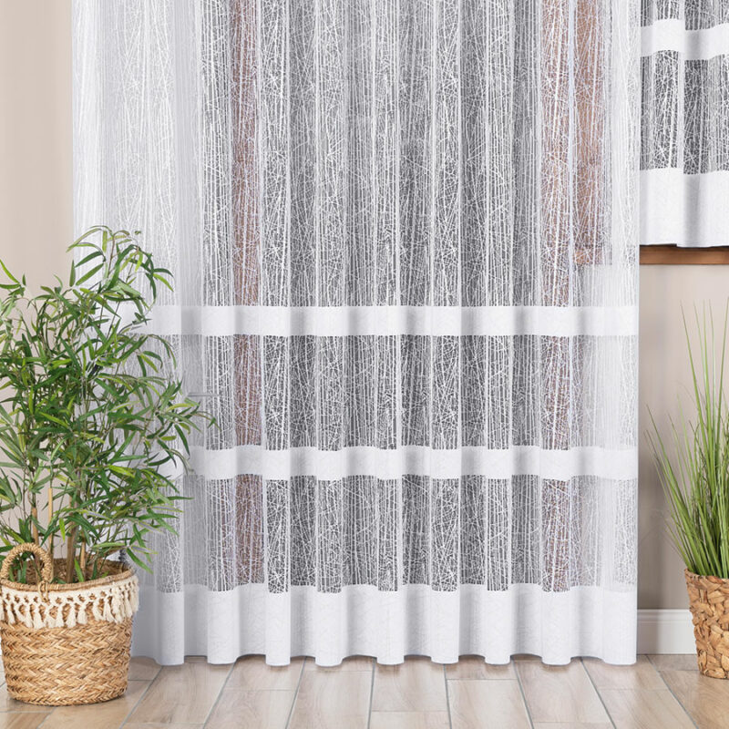 WIKTORIA Firanka żakardowa gotowa na prosto, szerokość 300 x wysokość 250cm, kolor 001 biały 018352/FBP/001/300250/1