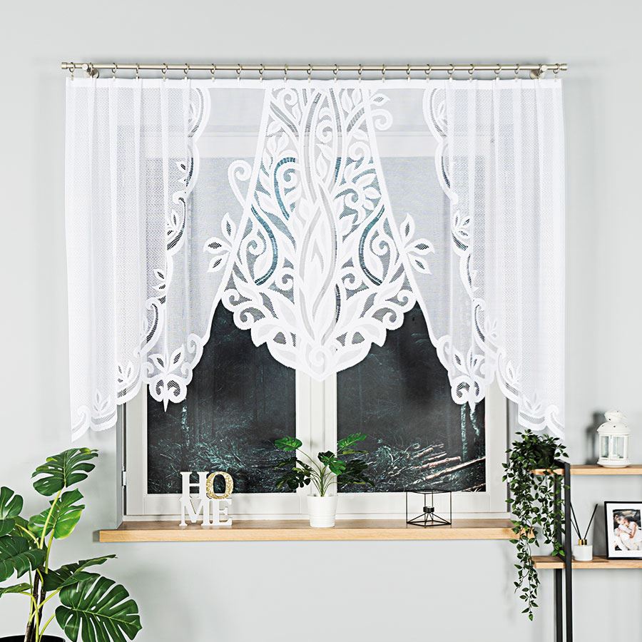 POLA Firanka żakardowa gotowa, szerokość 250 x wysokość 130cm, kolor 001 biały