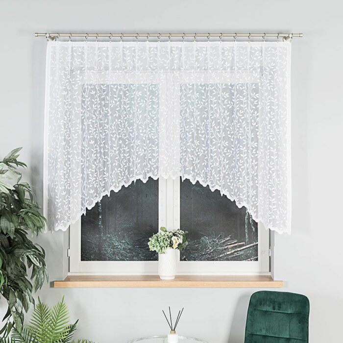 ZUZANNA Firanka żakardowa gotowa ze wzorem po całości, szerokość 250 x wysokość 130cm, kolor 001 biały