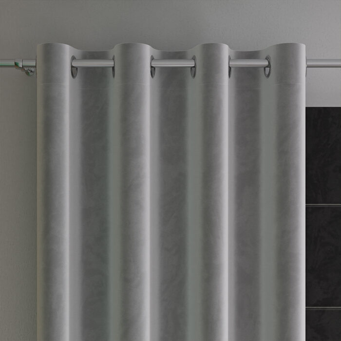 VELVI Zasłona gotowa na przelotkach, szerokość 140 x wysokość 250cm, kolor 005 jasny szary