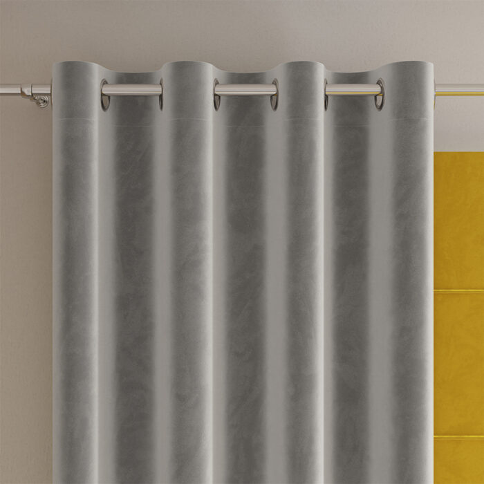 VELVI Zasłona gotowa na przelotkach, szerokość 140 x wysokość 250cm, kolor 020 szary