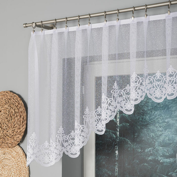 ŻANETA Firanka żakardowa gotowa, szerokość 320 x wysokość 80cm, kolor 001 biały 181043/FBL/001/320080/1