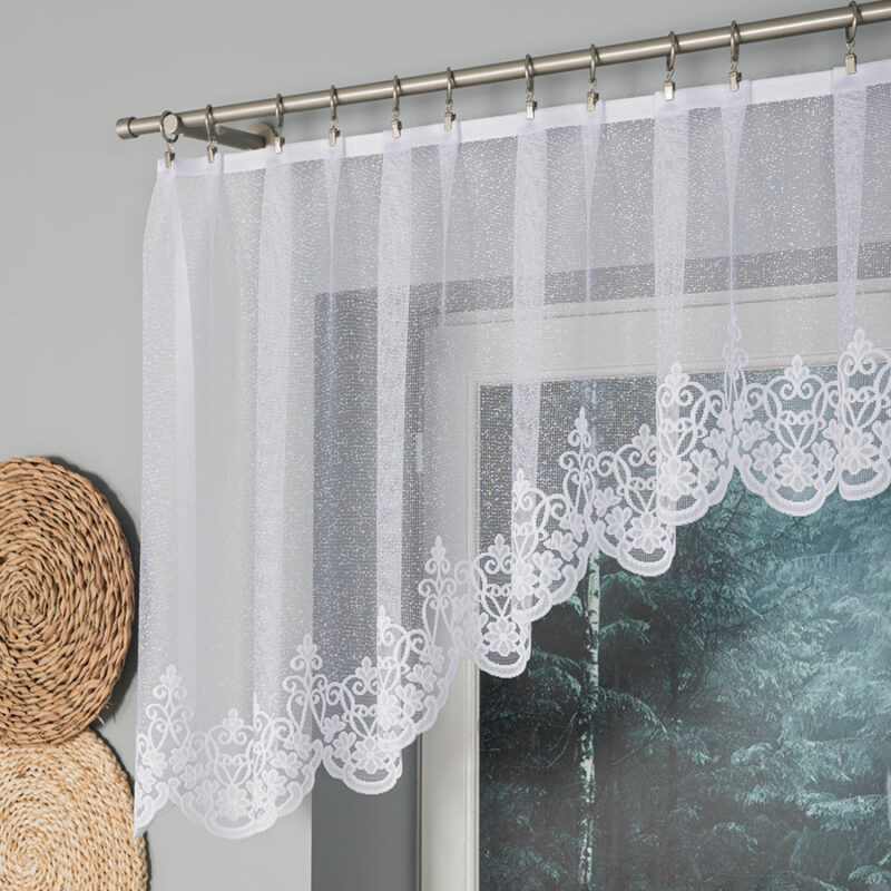 ŻANETA Firanka żakardowa gotowa, szerokość 320 x wysokość 80cm, kolor 001 biały 181043/FBL/001/320080/1