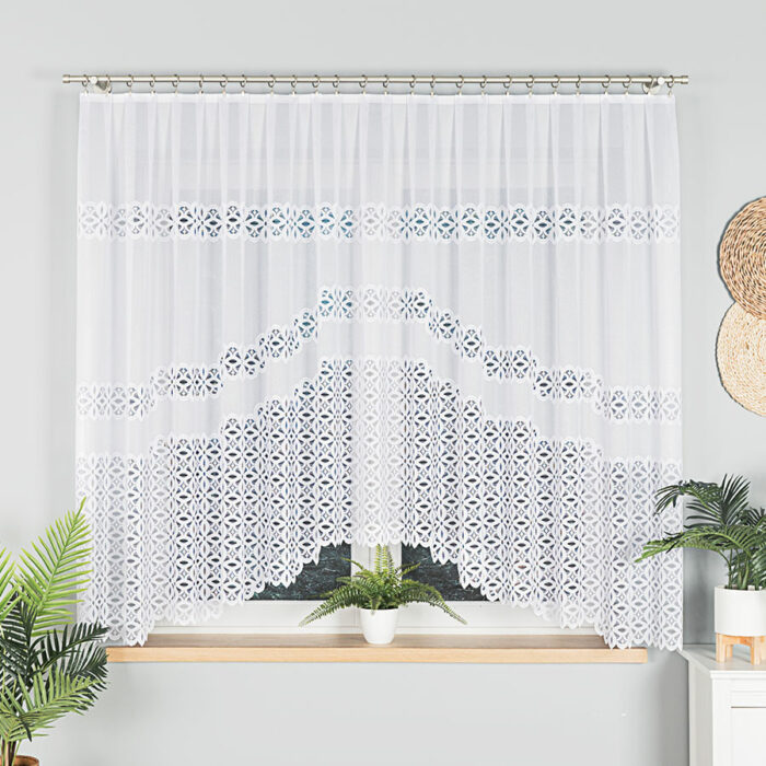 ADRIANNA Firanka żakardowa gotowa, szerokość 300 x wysokość 160cm, kolor 001 biały