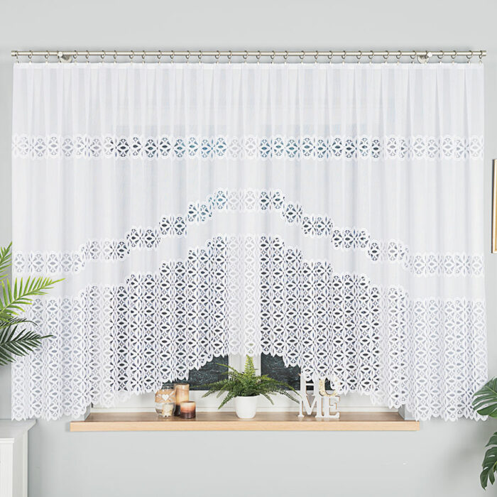 ADRIANNA Firanka żakardowa gotowa, szerokość 400 x wysokość 160cm, kolor 001 biały