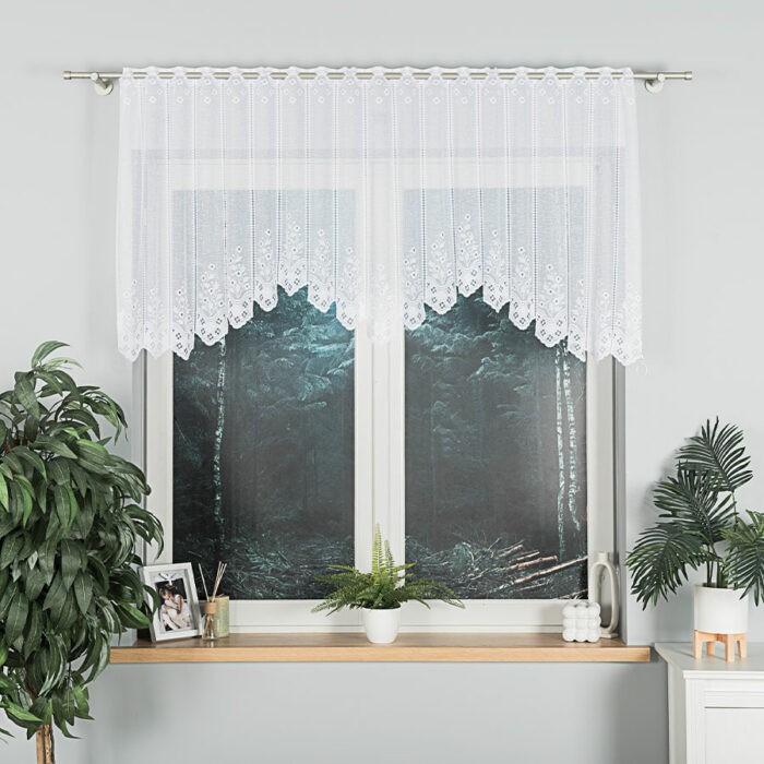 KLEMENTYNA Firanka żakardowa gotowa, szerokość 200 x wysokość 80cm, kolor 001 biały