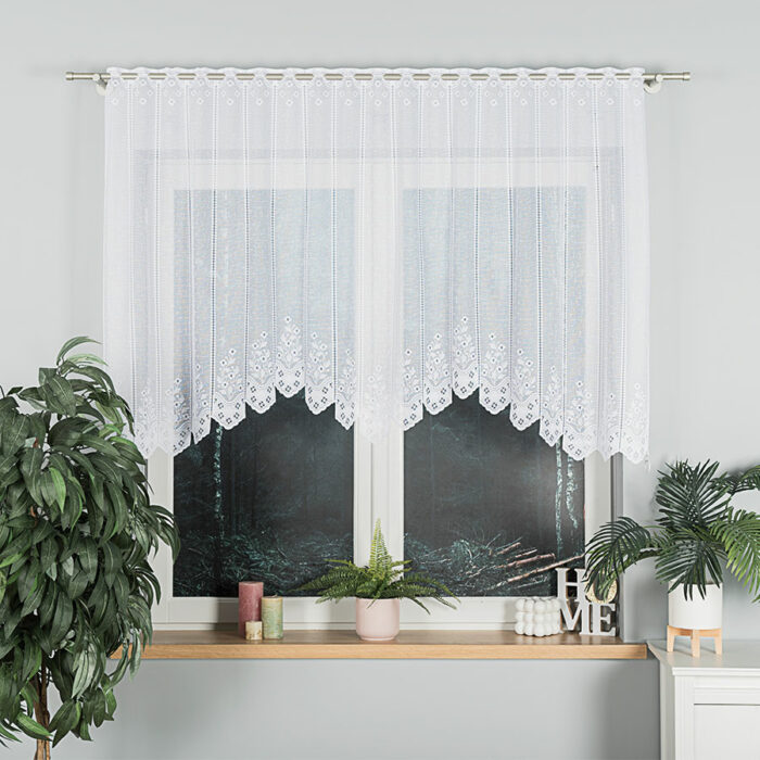 KLEMENTYNA Firanka żakardowa gotowa, szerokość 200 x wysokość 120cm, kolor 001 biały