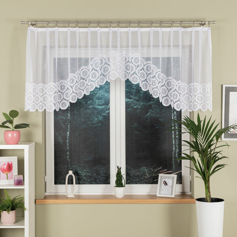 MALWINA Firanka żakardowa gotowa, szerokość 310 x wysokość 80cm, kolor 001 biały 018535/FBL/001/310080/1