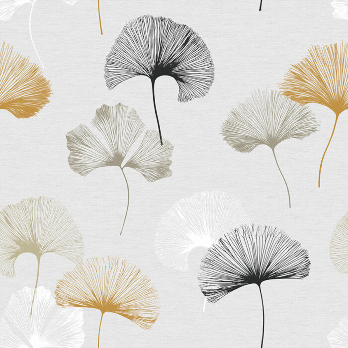 GINKO BILOBA Tkanina dekoracyjna NINA WODOODPORNA, 160cm, kolor 002 szaro musztardowy