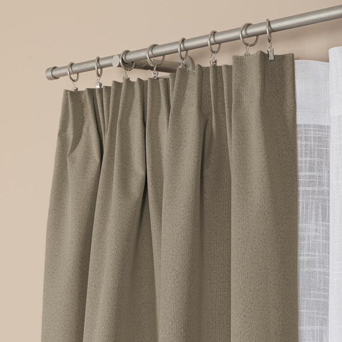 SUPER BLACKOUT Zasłona gotowa na taśmie, szerokość 140 x wysokość 250, kolor 205 szarobeżowy