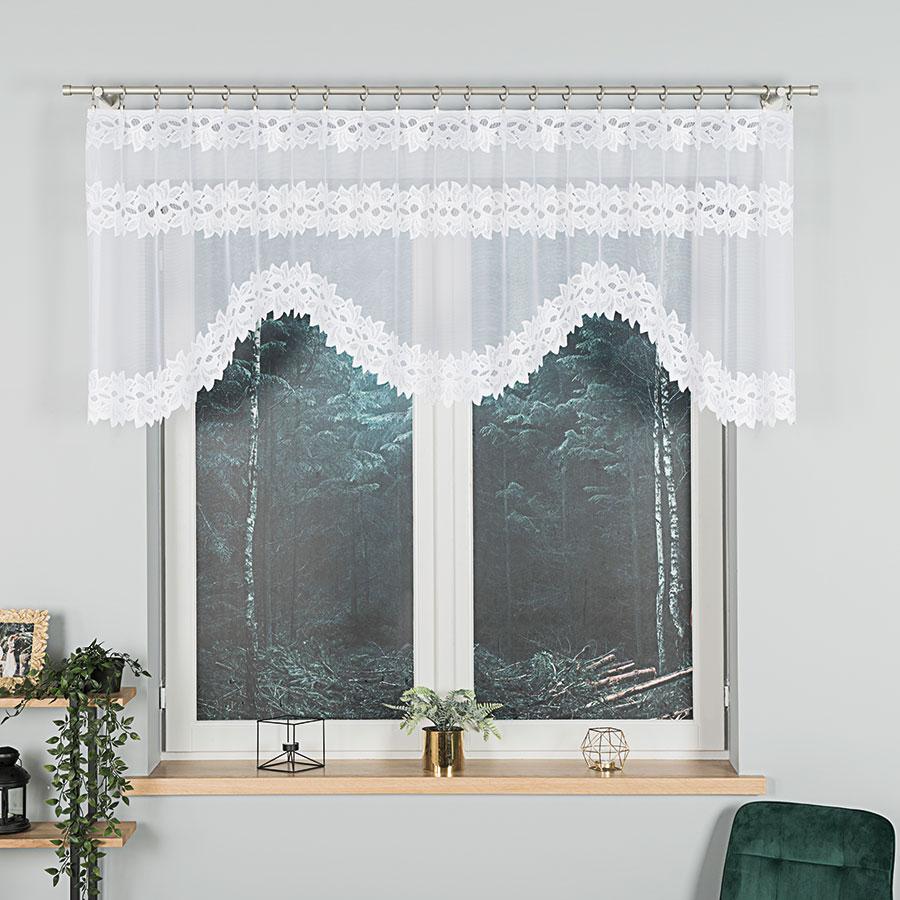 BASTIA Firanka żakardowa gotowa, szerokość 230 x wysokość 80cm, kolor 001 biały