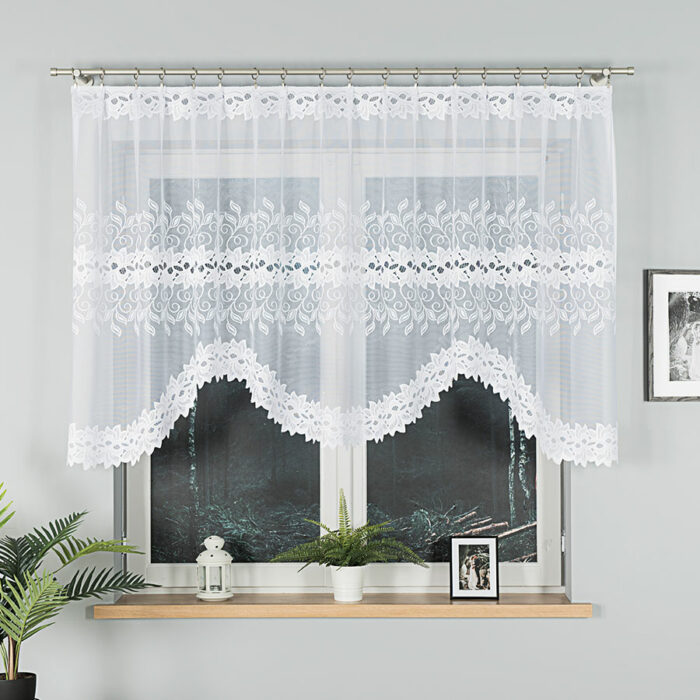 BASTIA Firanka żakardowa gotowa, szerokość 280 x wysokość 120cm, kolor 001 biały