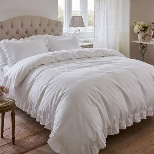 POŚCIEL 160X200 3 CZ. Z FALBANĄ BIAŁA