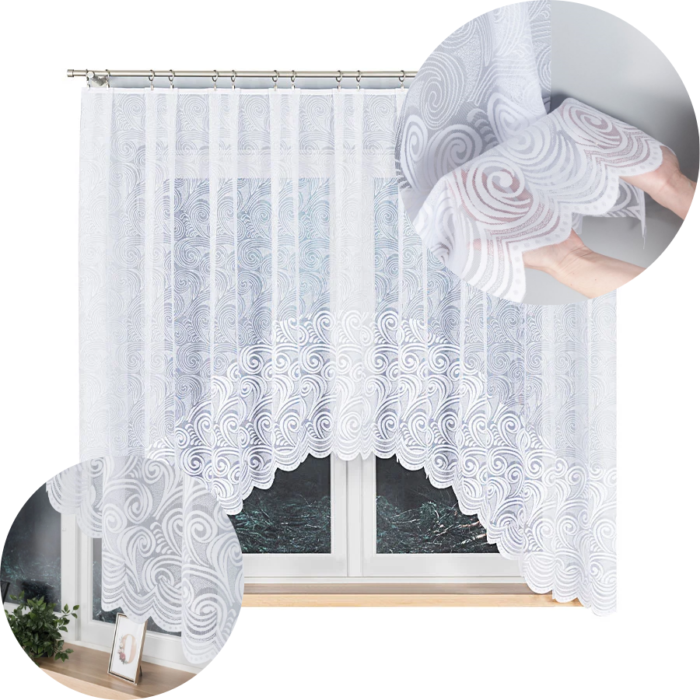 Firanka żakardowa gotowa 300 x 160 cm biała KINGA