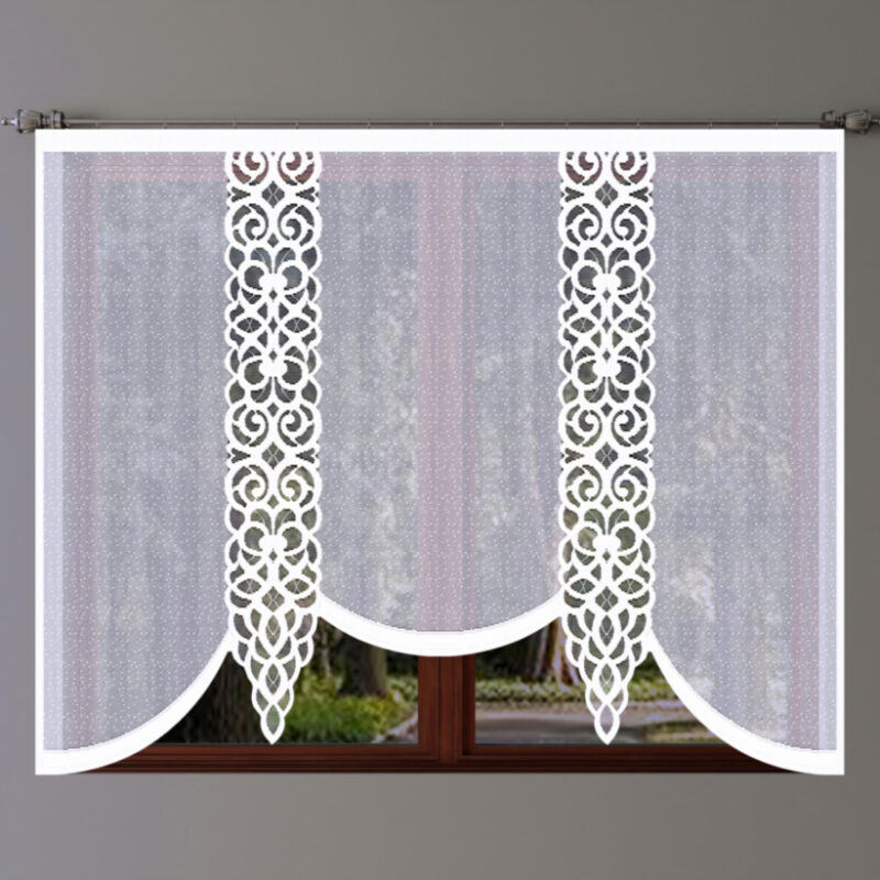 CARLA Firanka żakardowa gotowa, szerokość 150 x wysokość 120cm, kolor biały 001 146009/000/001/000616/1