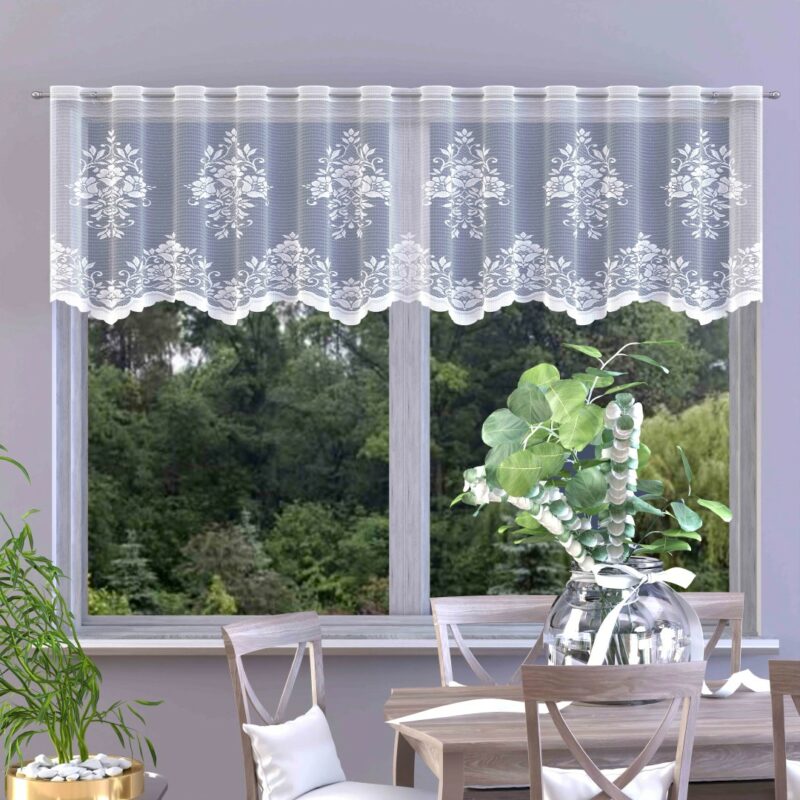 Zazdrostka żakardowa gotowa, szerokość 150 x wysokość 50cm, kolor biały 001 233000/000/001/000107/1