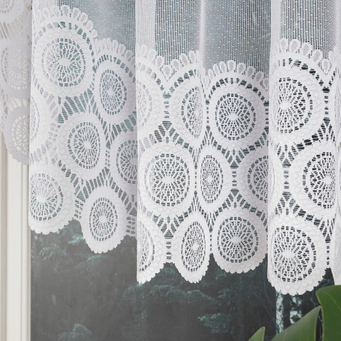 MALWINA Firanka żakardowa gotowa, szerokość 410 x wysokość 80cm, kolor 001 biały - obrazek 2