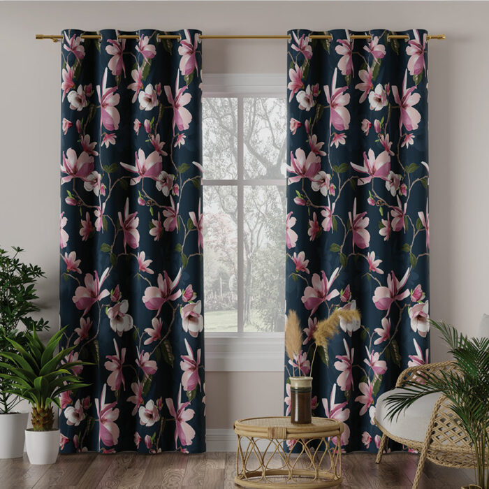 MAGNOLIA Tkanina dekoracyjna BLACKOUT, 145cm, kolor 002 ciemny granat - obrazek 2