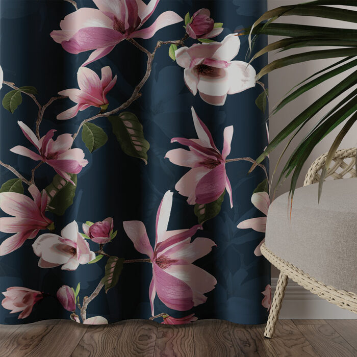 MAGNOLIA Tkanina dekoracyjna BLACKOUT, 145cm, kolor 002 ciemny granat - obrazek 3