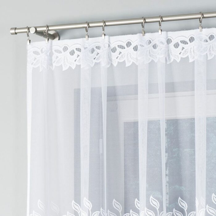 BASTIA Firanka żakardowa gotowa, szerokość 320 x wysokość 140cm, kolor 001 biały - obrazek 5
