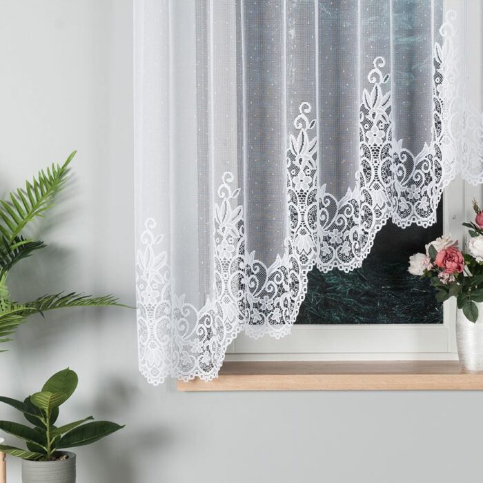 BERENIKA Firanka żakardowa gotowa, szerokość 300 x wysokość 160cm, kolor 001 biały - obrazek 4