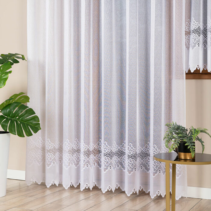 MODESTA Firanka żakardowa gotowa, szerokość 300 x wysokość 250cm, kolor 001 biały - obrazek 4