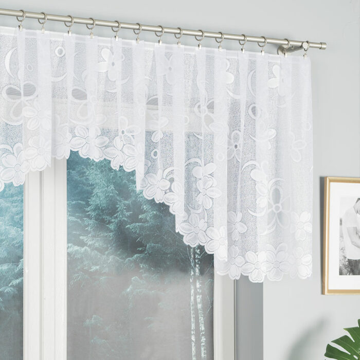 RENATA Firanka żakardowa gotowa, szerokość 350 x wysokość 80cm, kolor 001 biały - obrazek 3