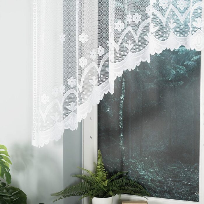 FLORENTYNA Firanka żakardowa gotowa, szerokość 330 x wysokość 120cm, kolor 001 biały - obrazek 6