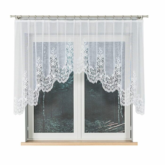 BERENIKA Firanka żakardowa gotowa, szerokość 330 x wysokość 120cm, kolor 001 biały - obrazek 8