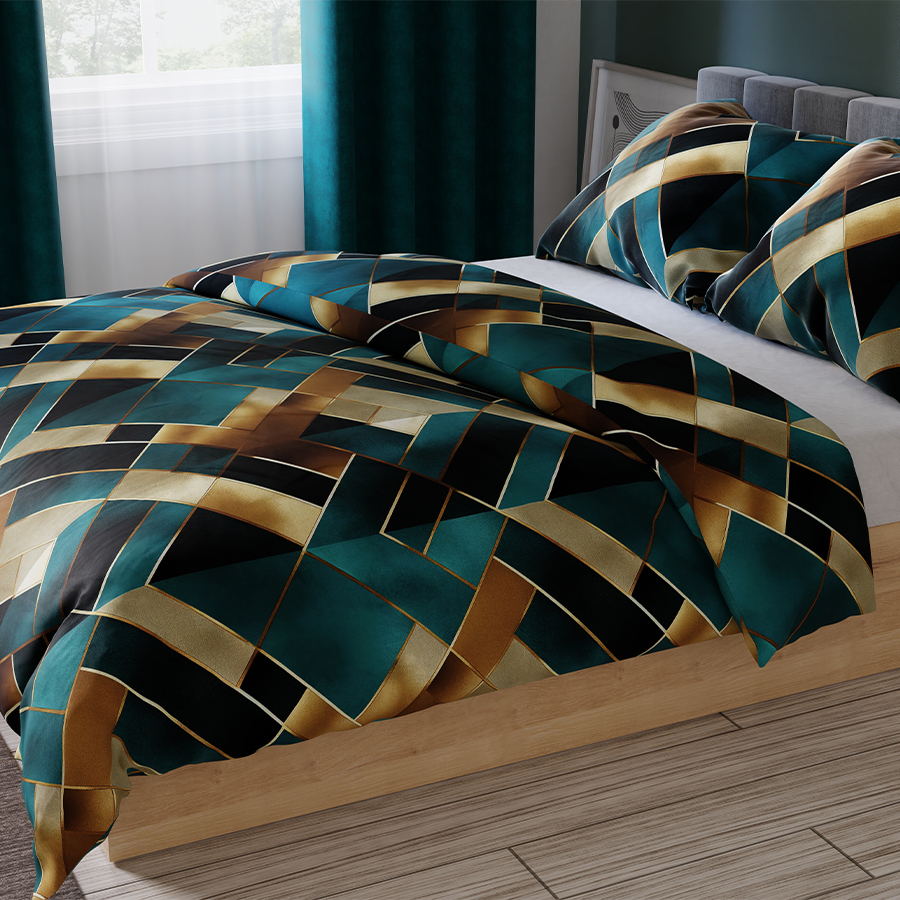 RUBIK Komplet pościeli z bawełny satynowej 160x200 - obrazek 2