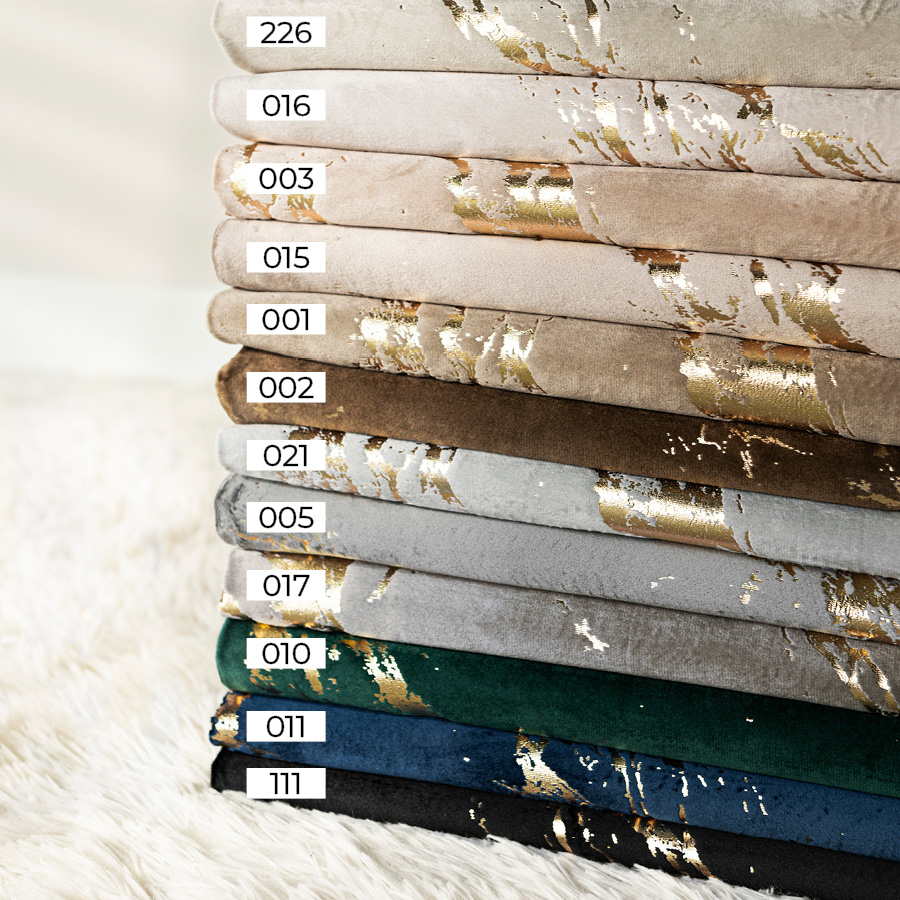 MARMA Tkanina dekoracyjna, wysokość 300cm, kolor 016 kremowy ze złotym nadrukiem na VELVI - obrazek 5