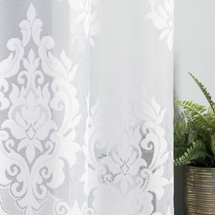 LUDMIŁA Firanka żakardowa gotowa, szerokość 300 x wysokość 160cm, kolor 001 biały - obrazek 3