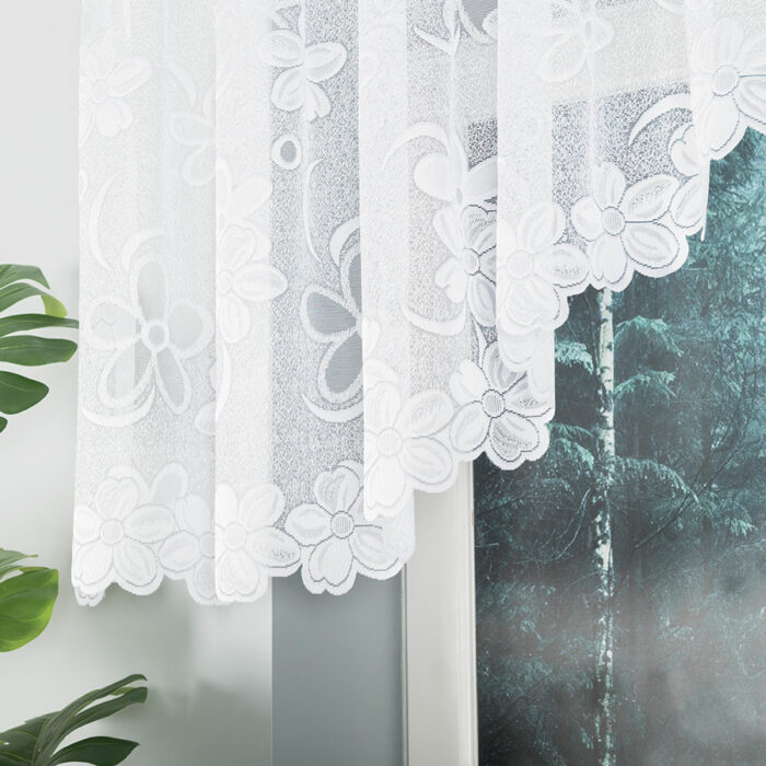 RENATA Firanka żakardowa gotowa, szerokość 350 x wysokość 80cm, kolor 001 biały - obrazek 2