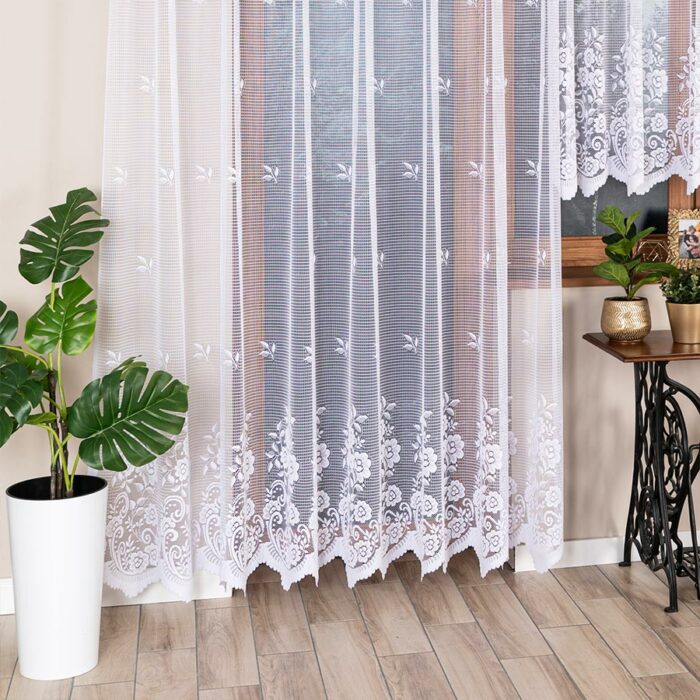 SARA Firanka żakardowa gotowa, szerokość 300 x wysokość 250cm, kolor 001 biały - obrazek 2