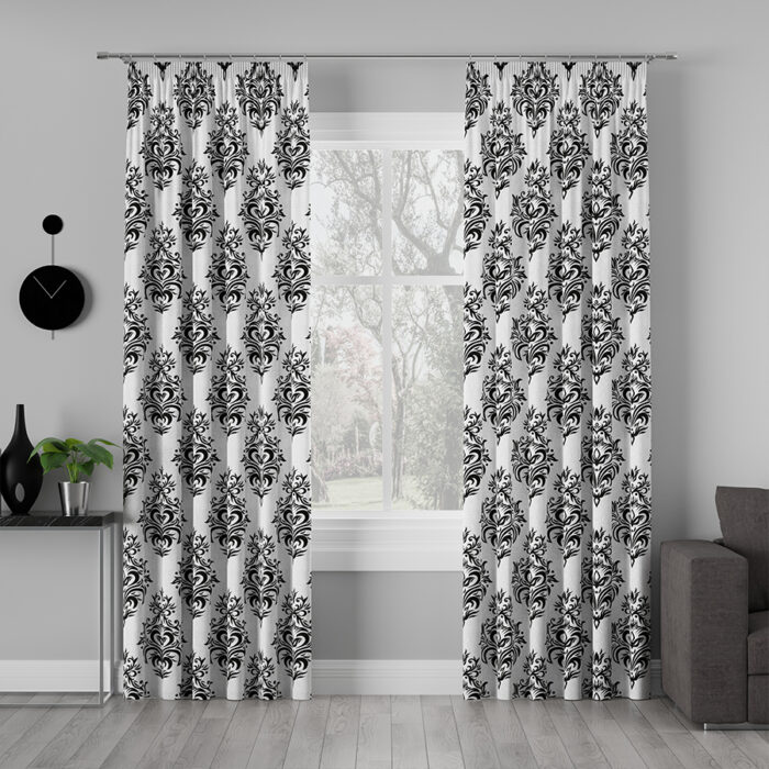 ALEXIS Tkanina dekoracyjna VELVET, 150cm, kolor 001 biały z czarnym - obrazek 3