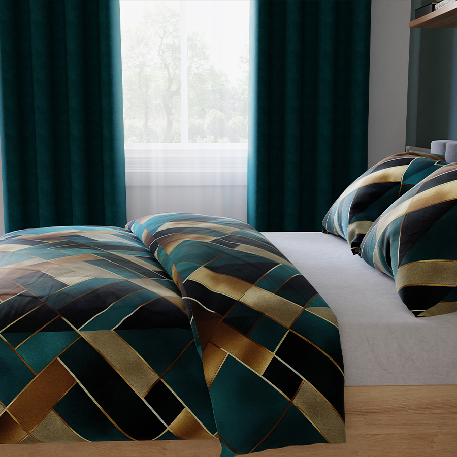 RUBIK Komplet pościeli z bawełny satynowej 160x200 - obrazek 3