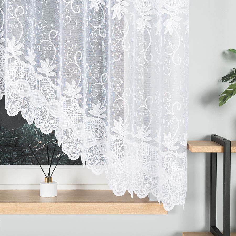 JOWITA Firanka żakardowa gotowa ze wzorem pasowym, szerokość 300 x wysokość 160cm, kolor 001 biały - obrazek 4