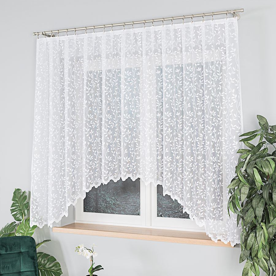 ZUZANNA Firanka żakardowa gotowa ze wzorem po całości, szerokość 300 x wysokość 160cm, kolor 001 biały - obrazek 2