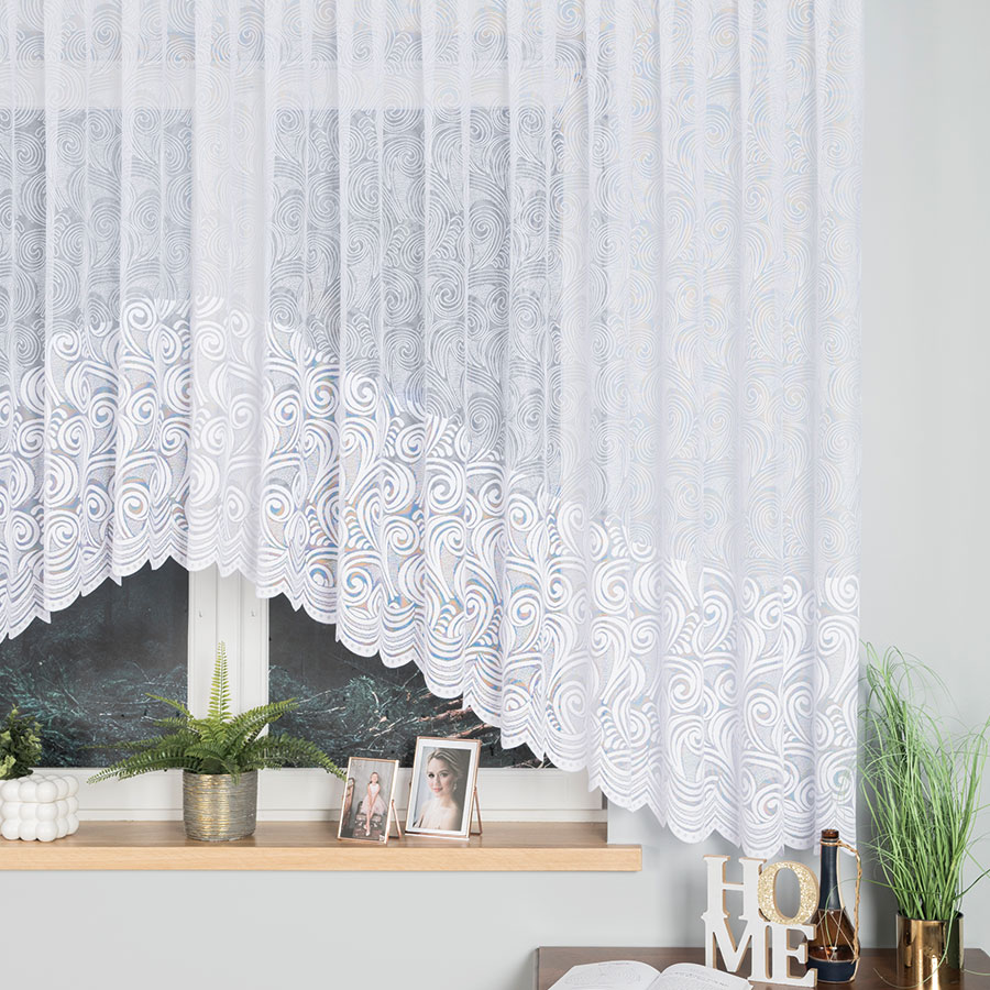 KINGA Firanka żakardowa gotowa, szerokość 500 x wysokość 160cm, kolor 001 biały - obrazek 2