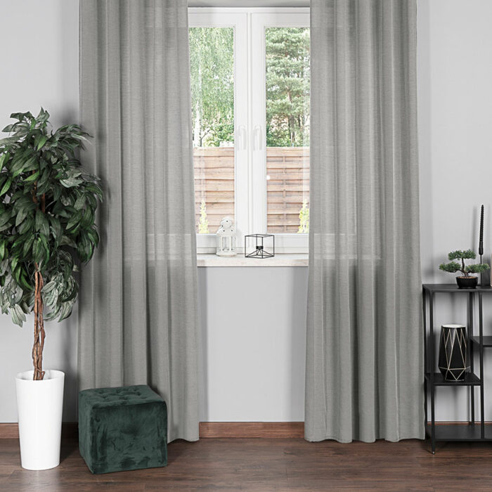 BASIC Zasłona gotowa, szerokość 145 x wysokość 250cm, kolor 002 szary - do obróbki - obrazek 2
